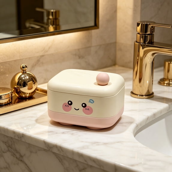 FEOLGEHLY Cute Soap Holder, Soap Tray with Lid and Drain, Soap Dish for Shower Soap Box, Soap Savers for Bar Soap, Easy Cleaning Soap Bar Container for Bathroom Kitchen, Pink