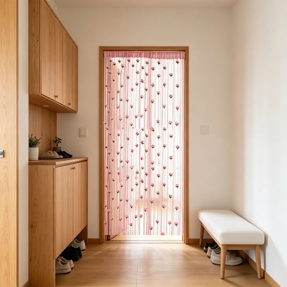 FEOLGEHLY Decorative Door String Curtain for Doorways Wall Panel Fringe Window Room Divider Blind Divider Tassel Screen Home 39x79 in (Pink)