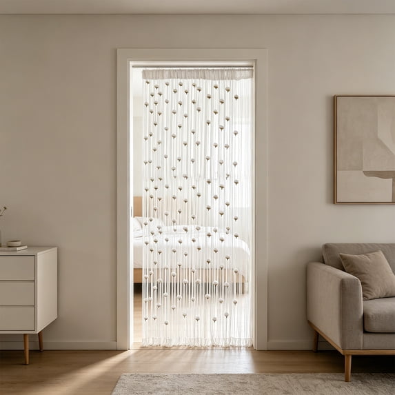 FEOLGEHLY Decorative Door String Curtain for Doorways Wall Panel Fringe Window Room Divider Blind Divider Tassel Screen Home 39x79 in (White)