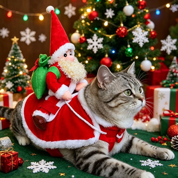 FEOLGEHLY Dog Clothes Set for Small Dogs, Christmas Decorations Funny Pet Cat Dog Outfit, Seasonal Holiday Dog Costume for Small Medium Dogs Cats, Indoor Outdoor Walking Party