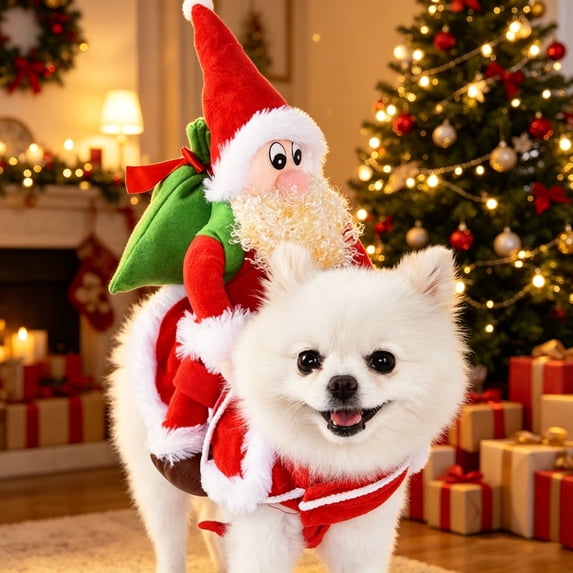 FEOLGEHLY Dog Clothes Set for Small Dogs, Christmas Decorations Funny Pet Cat Dog Outfit, Seasonal Holiday Dog Costume for Small Medium Dogs Cats, Indoor Outdoor Walking Party