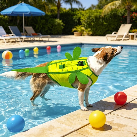 FEOLGEHLY Dog Clothes for Small Dogs, Cute Dragonflys Dog Costumes Flotation Life Jacket, Adjustable Padded Dog Swim Vest with Handle D-Ring for Pool Beach Boating Outdoor Water Activities