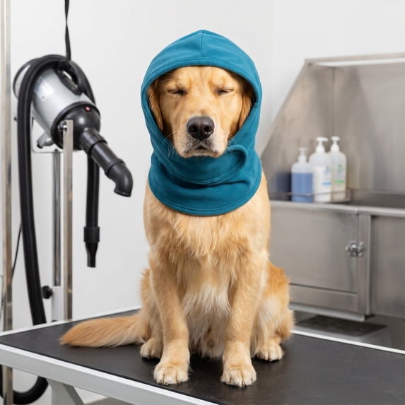 FEOLGEHLY Dog Ear Muffs & No Shake Ear Wrap for Hematoma, Bathing Swim& Noise Anxiety Relief- Elastic Waterproof Ear Protector with Calming Hoodie Dog Cat Calming Band for Grooming/Head Ear Cover(S)
