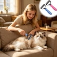 thumbnail image 1 of FEOLGEHLY Double Sided Pet Dematting Comb for Dogs Cats - Undercoat Rake Deshedding Brush with Stainless Steel Rounded Tips Dual Teeth for Gentle Grooming - Versatile Dematting Comb (Blue), 1 of 7