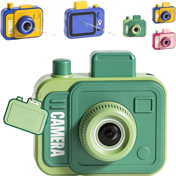 FEOLGEHLY Double Sided Water Spray Camera Toy, Reverse Forward Splash Battle, Novelty Game for Pool Beach Summer Party Fun, 3.94 x 3.54 x 1.97 in (Blue Yellow)