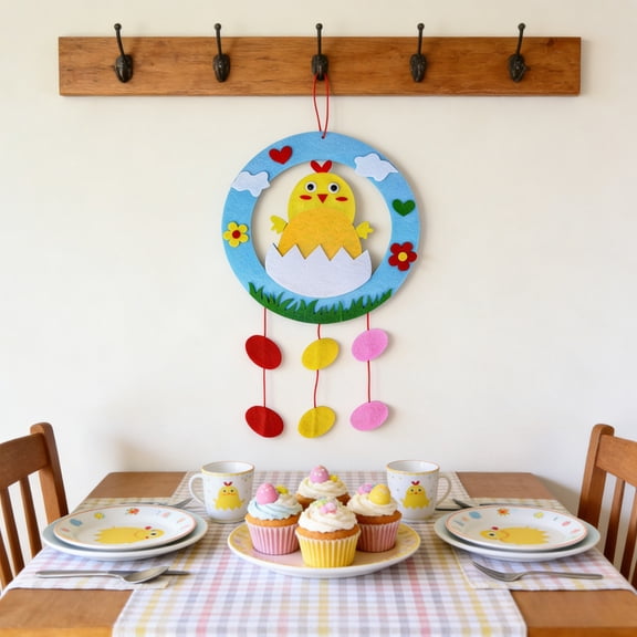 FEOLGEHLY Easter Decorations, DIY Wreath Imaginative Garland Ornaments DIY Sensed Wreath Trade Kit Boys And Girls Trade Supplies for Easter Gifts