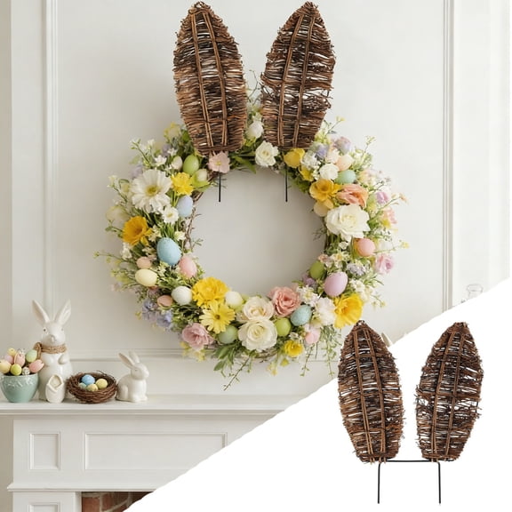 FEOLGEHLY Easter Decorations, Ear Flower Wreath Accessories Bending Iron Ear Suitable For DIY Front Door Decorations for Easter Gifts