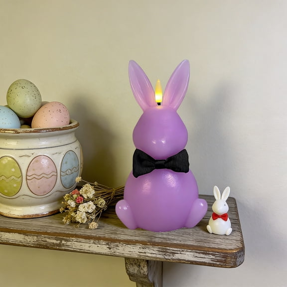 FEOLGEHLY Easter Decorations, Easter Bunny Candle Lamp Bullets Paraffin Electronic Candle for Easter Gifts
