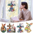 thumbnail image 1 of FEOLGEHLY Easter Egg Bunny Suncatcher for Windows Hanging, Stained Glass Style Acrylic Ornament with Chain, Farm Animal Sun Catcher Ornament for Home Summer Easter Decorations Indoor, 1 of 7