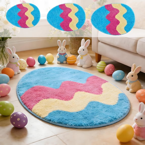 FEOLGEHLY Easter Eggs Bathroom Rug, Easter Bath Rug Spring Kitchen Decor Non Slip Bath Mat for Shower Bedroom Living Room Home Decorations, S