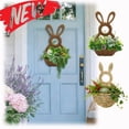 thumbnail image 1 of FEOLGEHLY Easter Wicker Bunny Basket, Hand Woven Hanging Wall Decor for Living Room Beding, Spring Holiday Rabbit Shaped Wreath for Front Door, Makes Decorate for Flowers Eggs Floral, 1 of 10