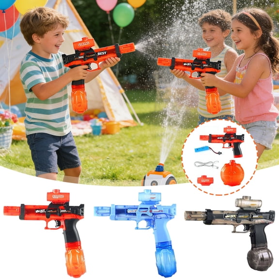 FEOLGEHLY Electric Water Gun, High Pressure Continuous Stream, Long Range Powerful Spray for Outdoor Summer Pool Party, Rechargeable, Durable (Blue)