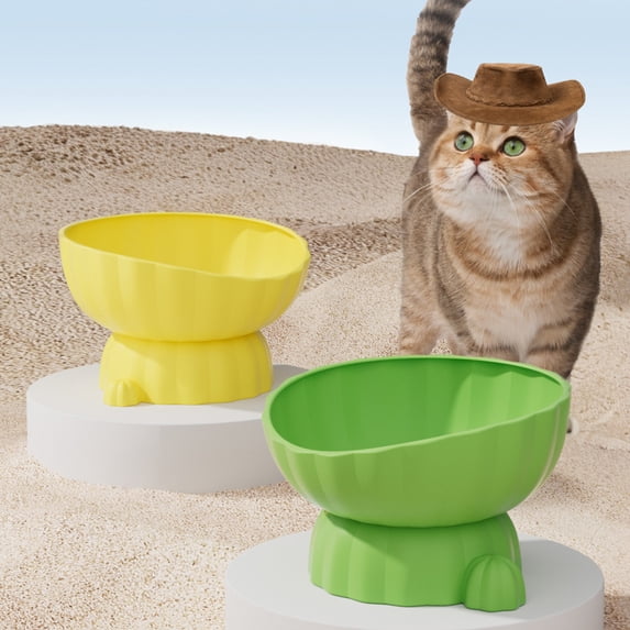 FEOLGEHLY Elevated Cat Bowls, Dog Feeding Bowls, Raised Cat Food and Water Bowl for Indoor Cats, Pet Food Bowls for Small Medium Cats Dogs and Puppies, Tilted Design, Dishwasher Safe, Green