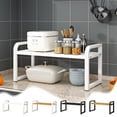 thumbnail image 1 of FEOLGEHLY Expandable Countertop Spice Rack Organizer, 30" Adjustable Kitchen Shelf with White Frame & Board for Coffee Bar, Microwave, Sink Storage, 1 of 7