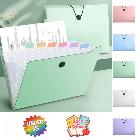 FEOLGEHLY Expandable File Folder with 8 Pockets, Accordion File Organizer, Multi Layer Transparent File Folders, Under 1$ Document Folder, A4 Plastic File Folders, Home, Office Supplies (Purple)