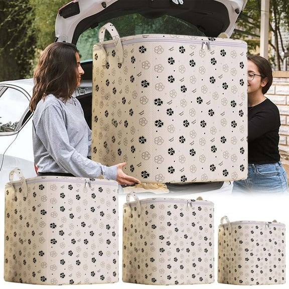 FEOLGEHLY Extra Large Blanket Storage Containers, Breathable Clothes Bedding Pillow Sheet Storage Bags with Zipper for Clothes, Non-woven Moving Quilt Large Capacity Storage Bins, White