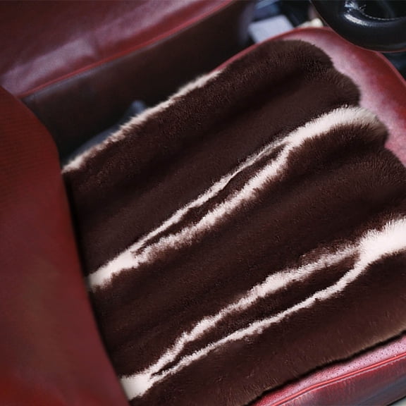 FEOLGEHLY Faux Sheepskin Car Seat Cover, Thin Fluffy Cute Coffee Fur Car Seat Cover for Fuzzy Soft Auto Universal Plush Vehicle Seat Protector Pad Accessories