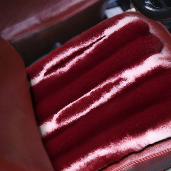 FEOLGEHLY Faux Sheepskin Car Seat Cover, Thin Fluffy Red Fur Car Seat Cover for Fuzzy Soft Auto Universal Plush Vehicle Seat Protector Pad Accessories, Red