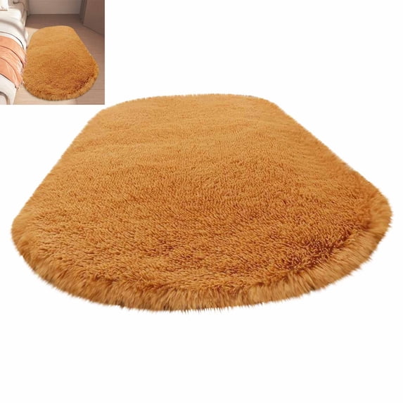 FEOLGEHLY Fluffy Oval Rug, Soft Area Rugs for Room, Play Mat for Living Room, Non Slip Circle Rug for Bedroom, Shag Plush Carpets for Dorm, Room Decor(24"x63")