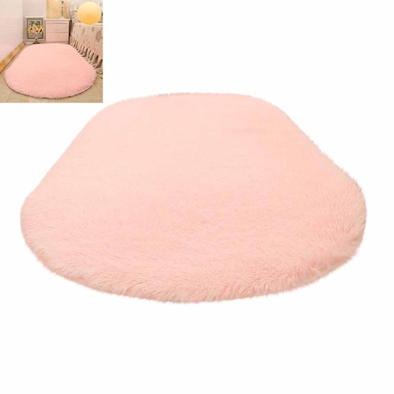 FEOLGEHLY Fluffy Oval Rug, Soft Area Rugs for Room, Play Mat for Living Room, Non Slip Circle Rug for Bedroom, Shag Plush Carpets for Dorm, Room Decor(24"x63")