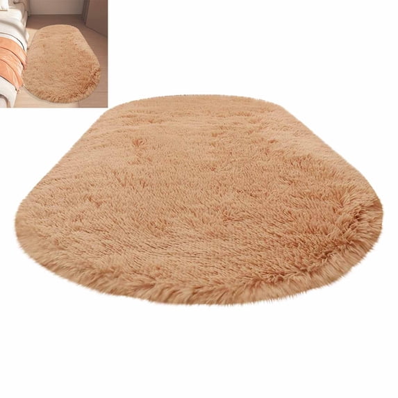 FEOLGEHLY Fluffy Oval Rug, Soft Area Rugs for Room, Play Mat for Living Room, Non Slip Circle Rug for Bedroom, Shag Plush Carpets for Dorm, Room Decor(24"x63")