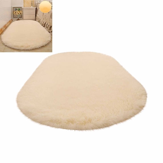 FEOLGEHLY Fluffy Oval Rug, Soft Area Rugs for Room, Play Mat for Living Room, Non Slip Circle Rug for Bedroom, Shag Plush Carpets for Dorm, Room Decor(24"x63")