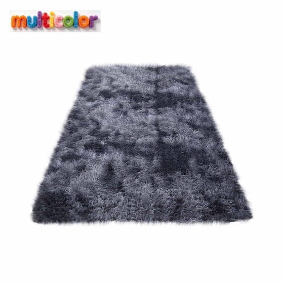 FEOLGEHLY Fluffy Rug Shag Area Rug, Mottling Grey Area Rugs for Bedroom, Large Bedside Rug, Soft Fluffy Shag Entryway Throw Rugs Playmat for Living Room Bedroom Room Home Decor(20" x 63", Deep Gray)