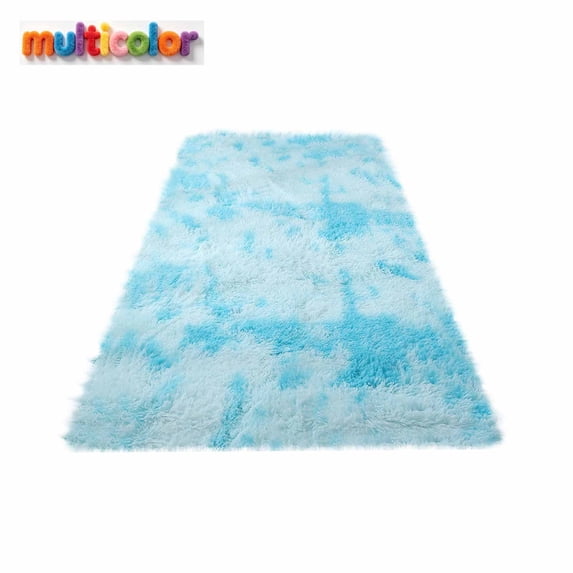 FEOLGEHLY Fluffy Rug Shag Area Rug, Mottling Grey Area Rugs for Bedroom, Large Bedside Rug, Soft Fluffy Shag Entryway Throw Rugs Playmat for Living Room Bedroom Room Home Decor(20" x 63", Blue)
