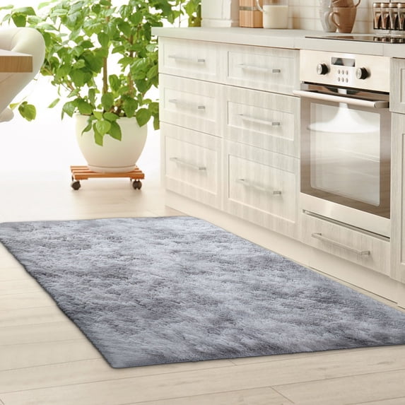 FEOLGEHLY Fluffy Rug Shag Area Rug, Mottling Grey Area Rugs for Bedroom, Small Bedside Rug, Soft Fluffy Shag Entryway Throw Rugs for Living Room Bedroom Room Home Decor(50×80cm, M)
