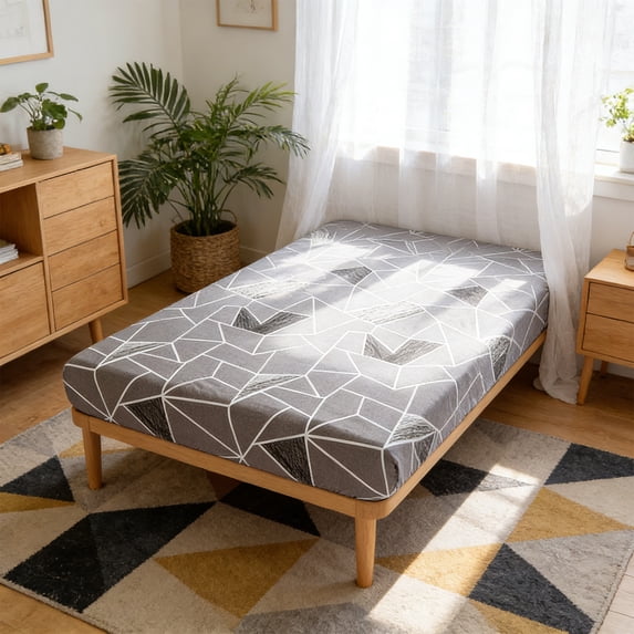 FEOLGEHLY Fresh Style Printed Full Fitted Sheet, All Season Breathable Mattress Protector, Elastic Edge Non Slip Stain Resistant Wrinkle Resistant No Fade Machine Washable, 78.74x78.74 in (A)