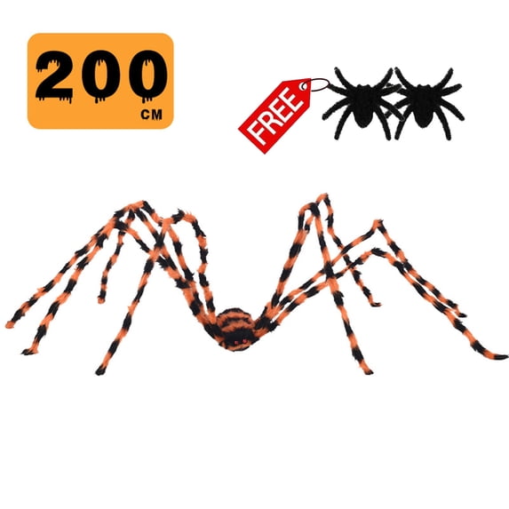 FEOLGEHLY Giant Hairy Spider Halloween Decorations Outdoor Indoor, Scary Spider Halloween Party Decorations Props Halloween Yard Decorations, Realistic Lifelike Design for Creepy Atmosphere, 200cm