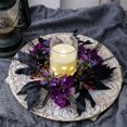 thumbnail image 1 of FEOLGEHLY Halloween Candle Rings Wreaths 3 Inch Center, Artificial Floral Candle Rings Wreath for Dining Table Centerpiece Autumn Decor, Gothic & Spooky Party Supplies, Black Rose, 1 of 6