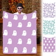 thumbnail image 1 of FEOLGEHLY Halloween Cute Ghost Printed Baby Blanket, Super Soft Flannel Fleece Blanket Lunch Break Blanket Decorative Blanket for Sofa Couch Beding Halloween Decoraions Indoor, 50x60 inch Green, 1 of 5