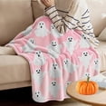 thumbnail image 1 of FEOLGEHLY Halloween Cute Ghost Printed Throw Blanket, Super Soft Flannel Fleece Blanket Lunch Break Blanket Decorative Blanket for Sofa Couch Beding Halloween Decoraions Indoor, 40x50 inch Pink, 1 of 9