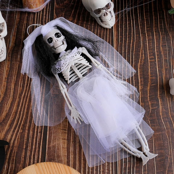FEOLGEHLY Halloween Decoration Skeleton Couple Figurine Wedding Cake Topper, Till Death Do Us Part Wedding Decor, Skeleton Halloween Decor, Love Never Dies Hanging Statue Figurine