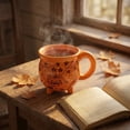 thumbnail image 1 of FEOLGEHLY Halloween Decorations, Ceramic Pumpkin Mug With Legs Witch Cauldron Coffee Cup 4 Footed Halloween Cauldron Mug 3 Colors Orange White Black For Hot Cocoa Tea Or Party Favors (A), 1 of 6