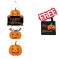 thumbnail image 1 of FEOLGEHLY Halloween Decorations Indoor Outdoor Front Door Sign, Hanging Sign for Front Door, Cute Pumpkin Skeleton Ghost Hanging Sign Decor, Front Door Hanger Yard Wall Home Decor for Party Supplies, 1 of 7