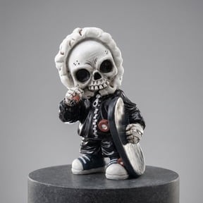 FEOLGEHLY Halloween Decorations Outdoor Indoor, 4 Cool Resin Skateboard Themed Skull Figurines Stylish Mini Skull Character Statues For Desk And Halloween Decor Halloween Decorations Clearance (A)
