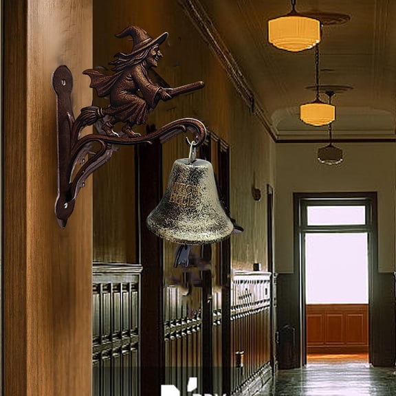 FEOLGEHLY Halloween Decorations Outdoor Indoor, Witch Bells For Door Vintage Witch Iron Halloween Protection Witches Bells With Halloween Decor for Home Halloween Decorations Clearance (B)
