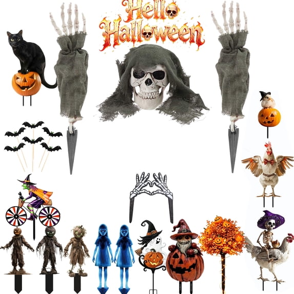 FEOLGEHLY Halloween Decorations Outdoor Saving, Halloween Decorative Garden Stakes, Halloween Stakes For Outside, Metal Yard Stake, Halloween Backyard Porch Walkway Decor Clearance (D)