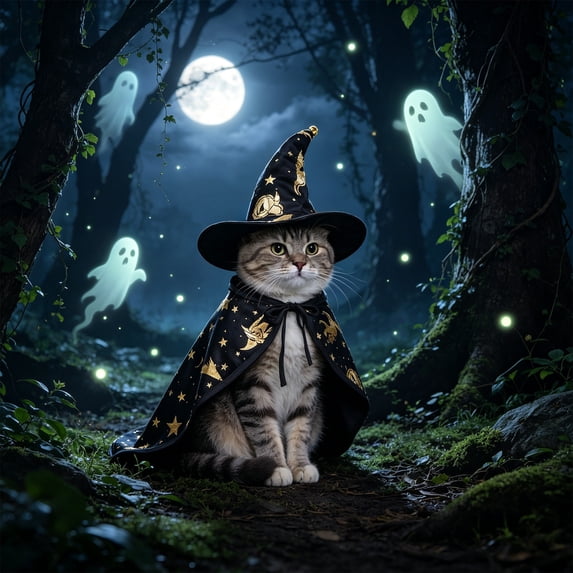 FEOLGEHLY Halloween Dog Hat Set and Witch Cloak, Soft Blend Adjustable Holiday Dog Costume, Cosplay Dress Up Dog Outfit for Small Medium Dogs Cats Party Photo Props, Halloween Fall Decorations
