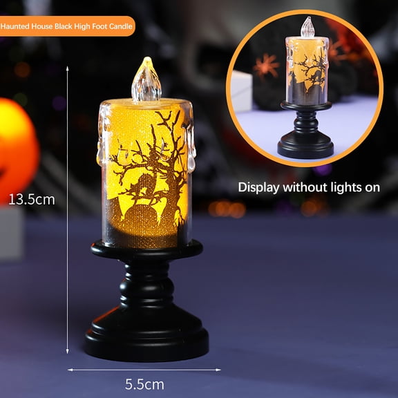 FEOLGEHLY Halloween Flameless Candles Snow Globe Battery Operated Spinning Water Glittering Table Centerpiece Decor, Ghost Decal Water Tornado Lamp LED Candlestick Halloween Decorations Gift