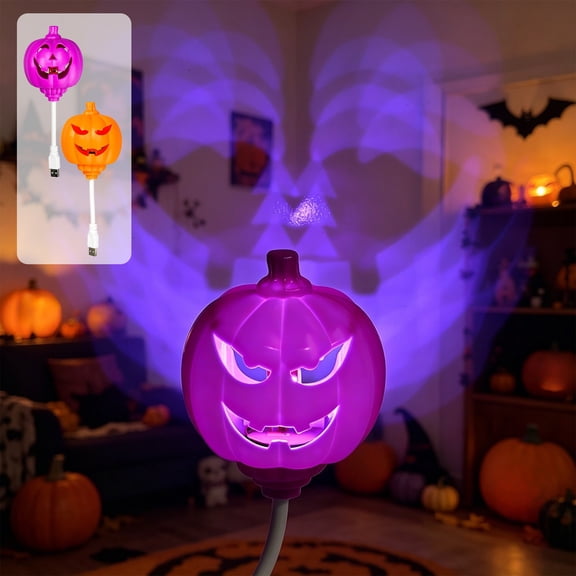 FEOLGEHLY Halloween Lights, Pumpkin Projector Lamp, Halloween Decorations for Home, Halloween Party Decorations, LED Ghost Silhouette Light, USB Powered for Bedrooms, Living Areas (Purple)