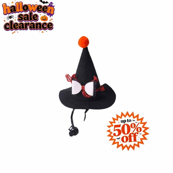 FEOLGEHLY Halloween Pet Hat Adjustable Witch Hats for Cats Dogs Cute Pumpkin Hats with Bow Cosplay Costumes Adjustable Pet Hat for Small and Medium Pets Halloween Decorations Funny Head Accessories
