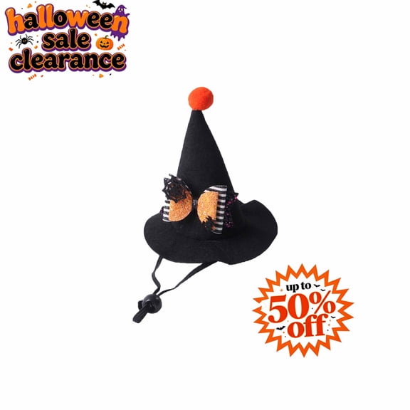 FEOLGEHLY Halloween Pet Hat Adjustable Witch Hats for Cats Dogs Cute Pumpkin Hats with Bow Cosplay Costumes Adjustable Pet Hat for Small and Medium Pets Halloween Decorations Funny Head Accessories
