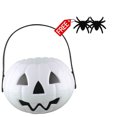 thumbnail image 1 of FEOLGEHLY Halloween Pumpkin Bucket Halloween Candy Bowl Candy Gift Basket Plastic Pumpkin Candy Bucket with Handles for Kids, Halloween Trick or Treat Party Favors, White, 1 of 8