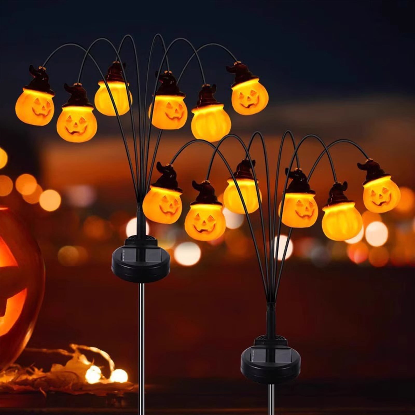 FEOLGEHLY Halloween Pumpkin Solar Lights Outdoor Waterproof, Pumpkin Solar Lights for Outside Thankgiving Decor, 6 LED Orange Pumpkin Swaying Lamps for Garden Decor, Yard, Lawn, Party Decorations