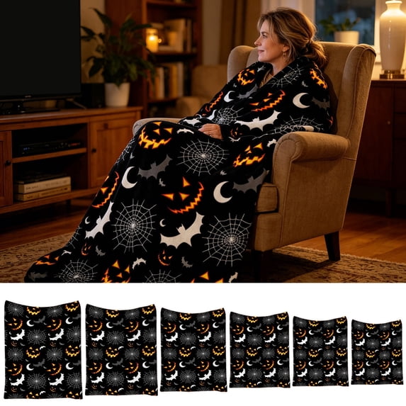 FEOLGEHLY Halloween Throw Blanket, Fleece Blanket, Soft Throw Blanket For Couch, Flannel Throw Blankets Clearance, Sofa Throw Blanket for Home Office Halloween Decorations 59.1 x 78.7 in (E)
