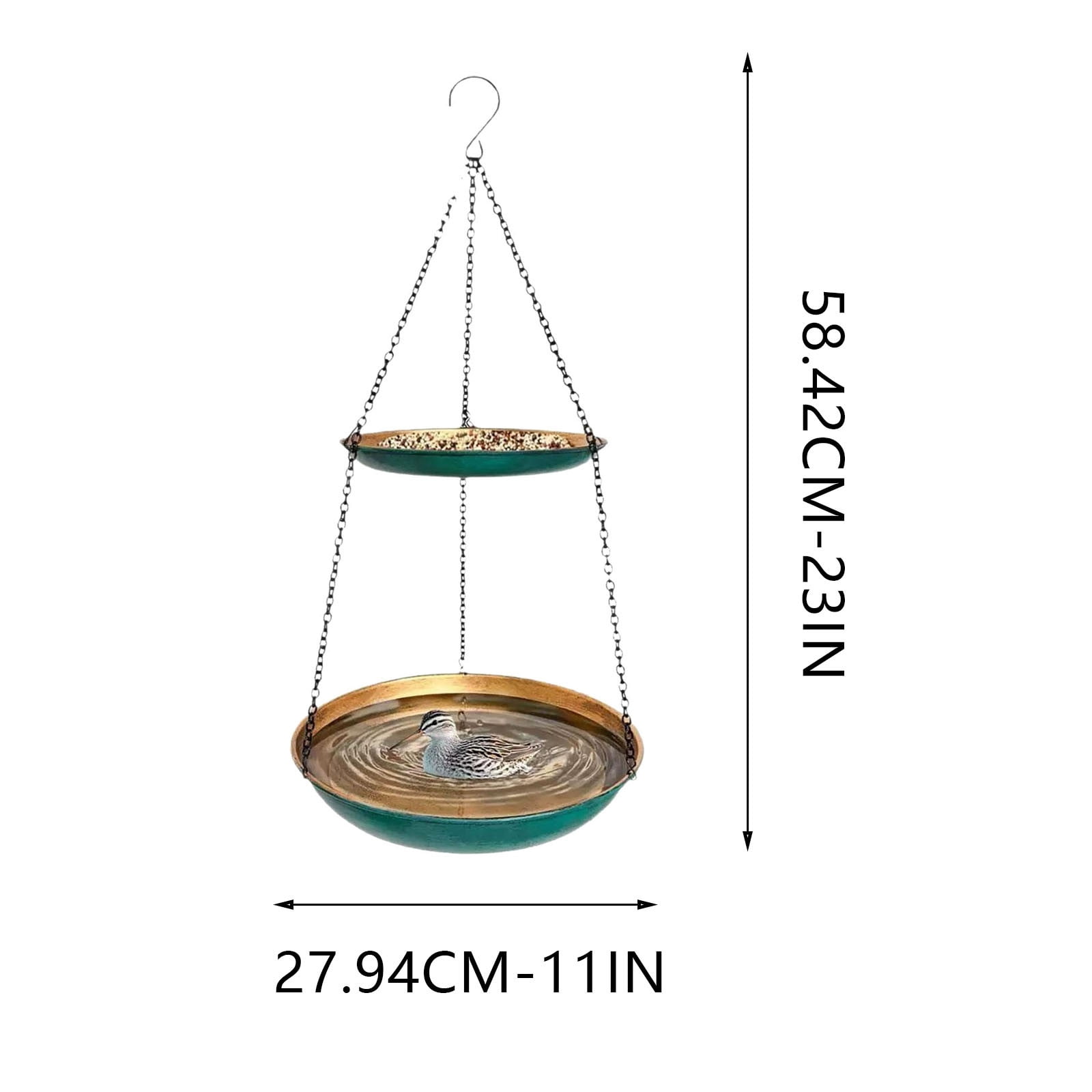 FEOLGEHLY Hanging Bird Feeders for Outdoors, Iron Bird Bath for Outsider, Bird Bath Bowl with Tray for Garden, Patio & Backyard Decoration, Birthday Gift for Bird Lovers, Iron