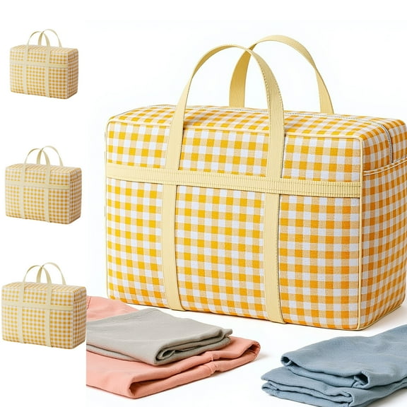 FEOLGEHLY Heavy Duty Large Moving Bags for Clothing, Jumbo Organizer Storage Bags with Durable Zipper, Totes Bag, Carrying Bag, Camping Bag for Clothes, Bedding, Comforter, Pillow, Moving, Yellow